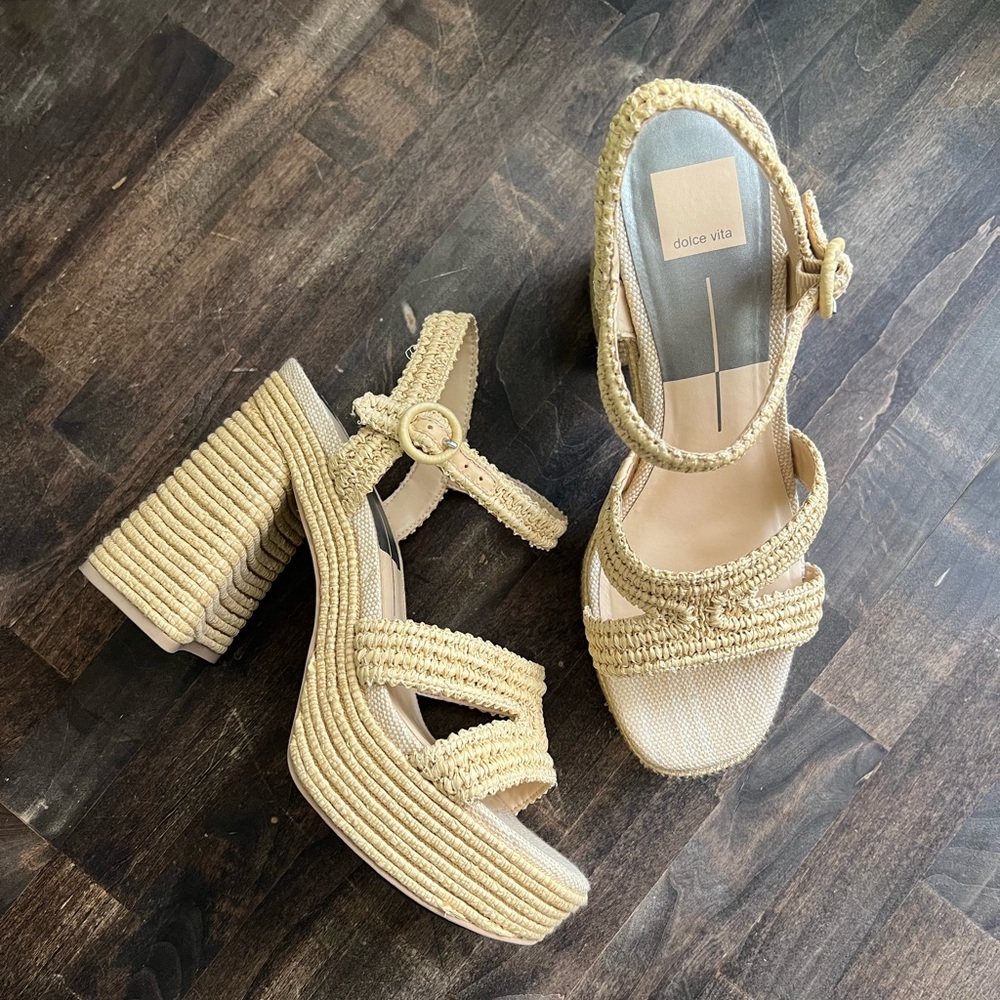 Dolce Vita Lacye Woven Rattan Platform Sandals